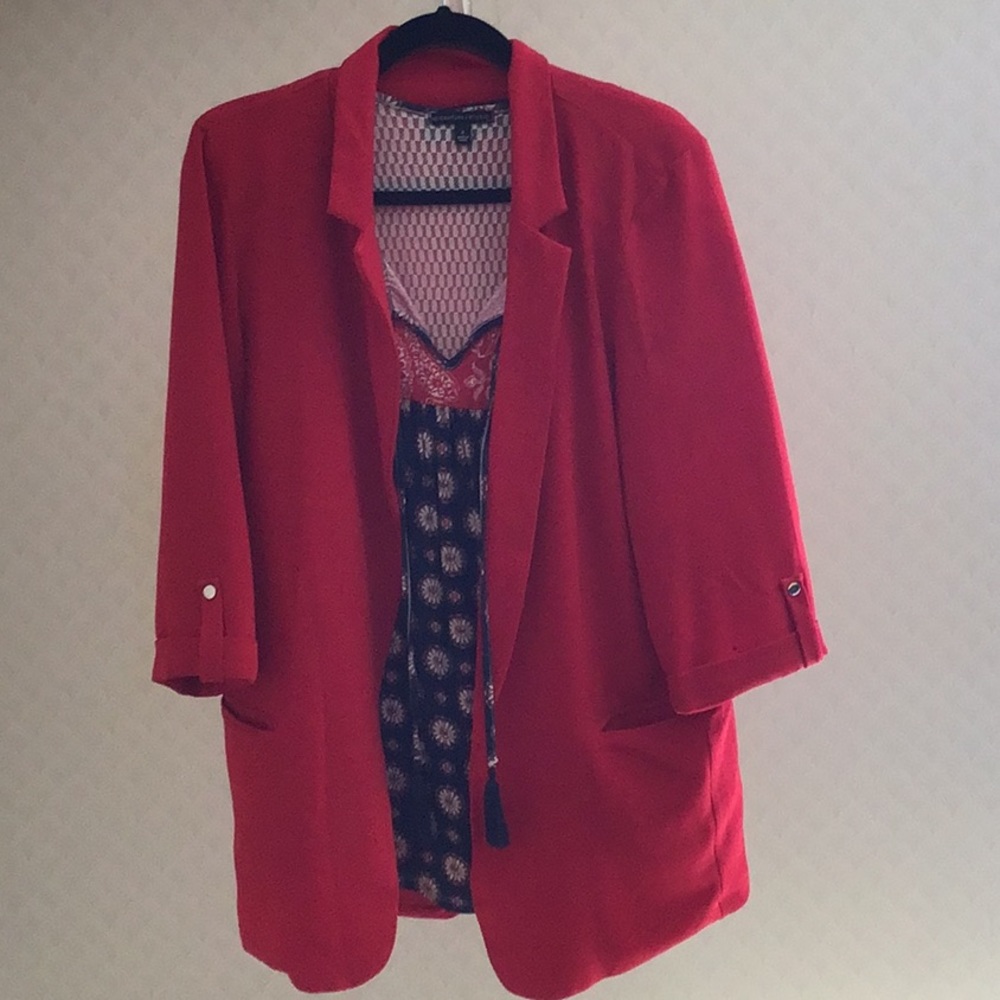 Stoosh jacket Blazer and adorable red white and blue floral paisley top